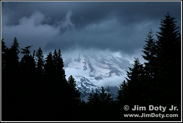 Storm clouds over Mt. Rainier. Photo copyright Jim Doty Jr.