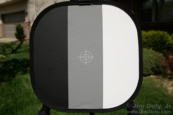 Black, gray, and white calibration target.