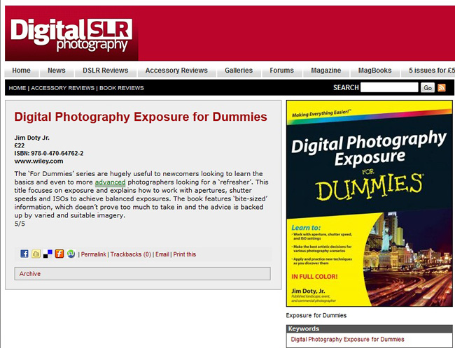Digital SLR Photography magazine reviews Digital Photography Exposure for