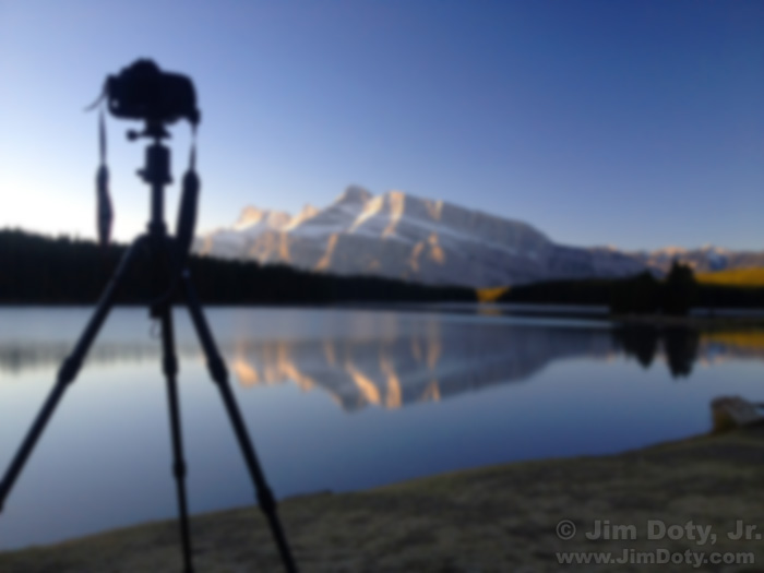 Two Jack Lake. Uniformly blurred photo.