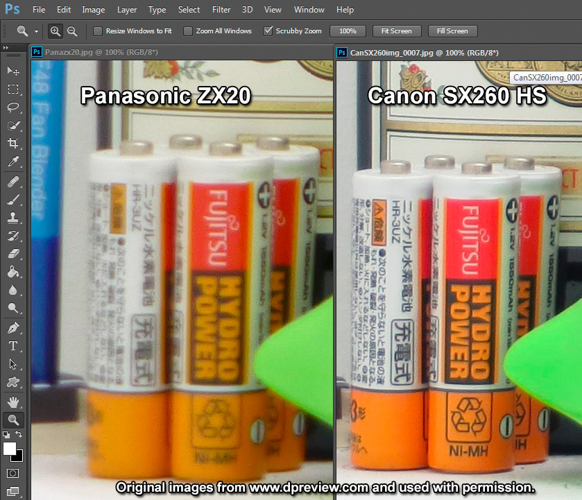 Panasonic Lumix ZX20 (left) vs Canon SX260 HS (right)
