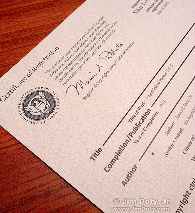 Copyright Certificate of Registration