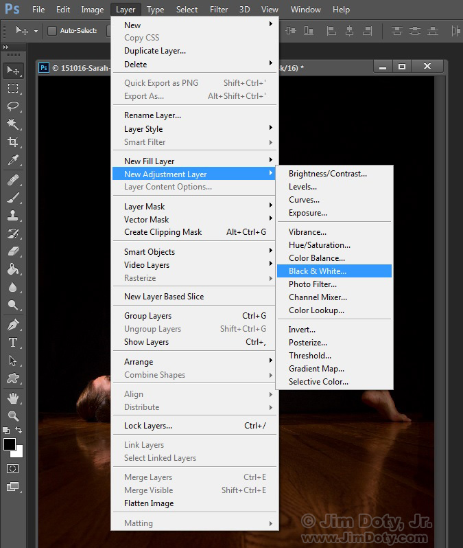 Photoshop: Creating a Black and White Adjustment Layer
