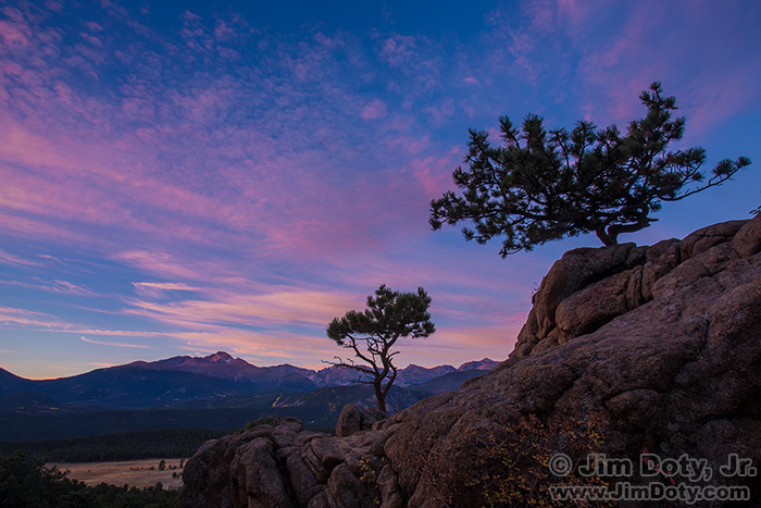 Dawn, scenic overlook. Rocky Mountain National Park, Colorado. Combined exposures for one HDR image.