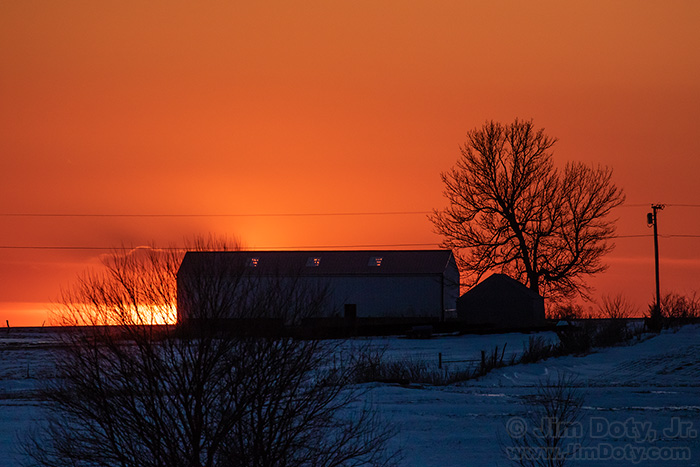 Sunset, Barn, Southern Iowa. March 5, 2019.