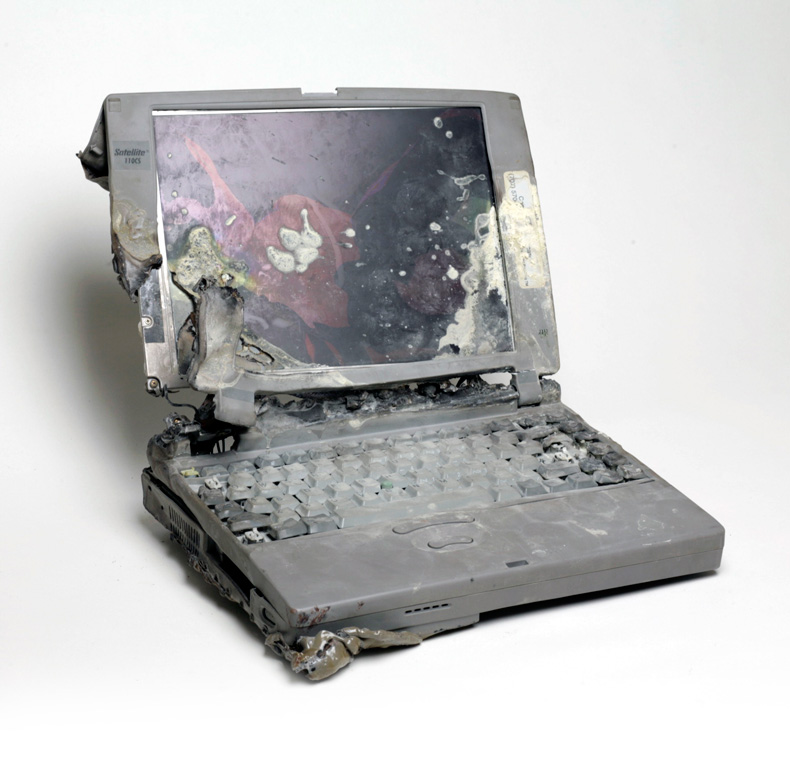 This laptop burned in a house fire. DriveSavers recovered the data.