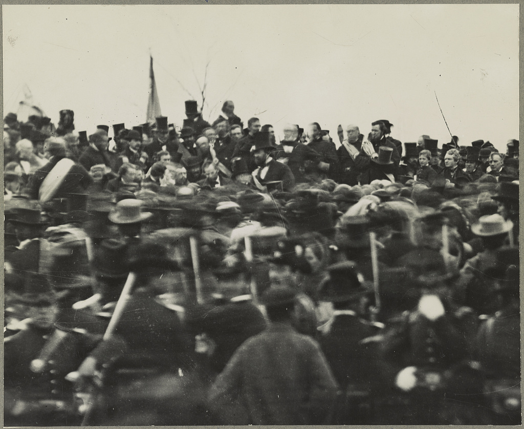 The only known photo of Lincoln at Gettysburg.