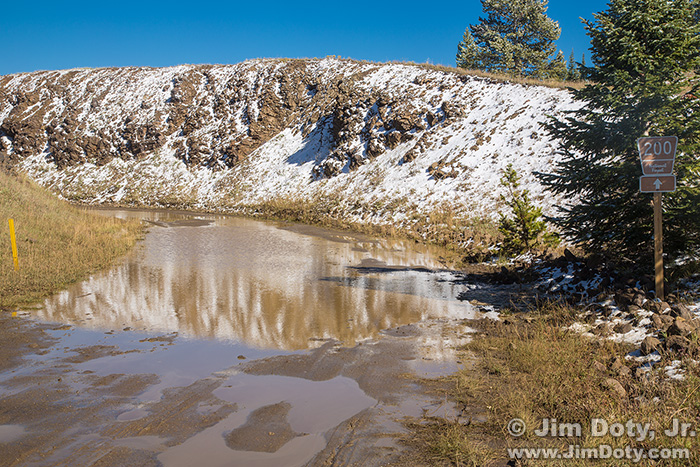 Muddy road at the top of Marshall Pass, Colorado. October 2, 2014.