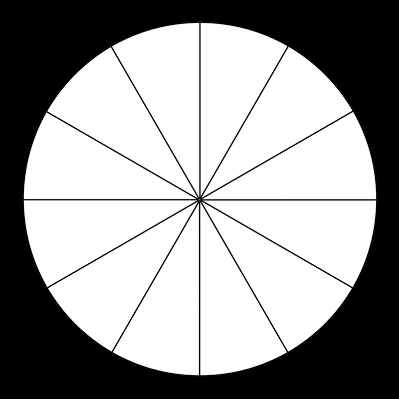 Круг 12 типов. Окружность на 16 частей. Цветовой круг. Окружность на 12 секций. 12 На окружности.
